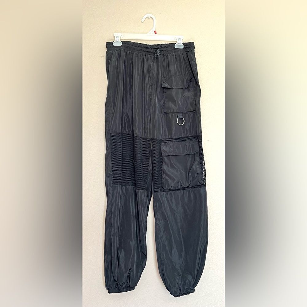Black Baggy Mesh Cargo Pants